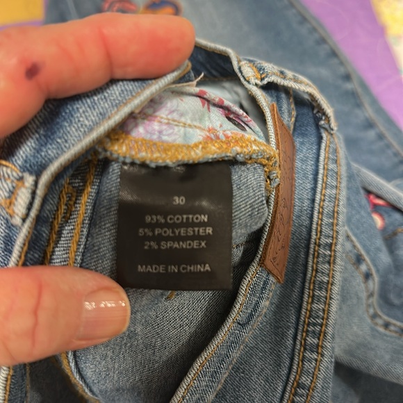 Johnny Was Blue Embroidered Straight Leg Jeans - Picture 6 of 14